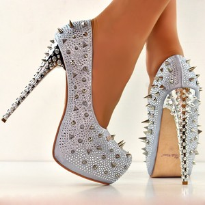 silver dress shoes with spikes