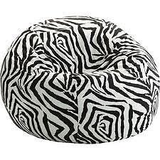 NEW & SEALED! Gorgeous Zebra Fuf Large Bean Bag Chair Teen Kids Black Striped