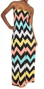 Strapless Maxi Dress on New Women Pastel Chevron Print Maxi Dress Strapless Smocked Long Zig