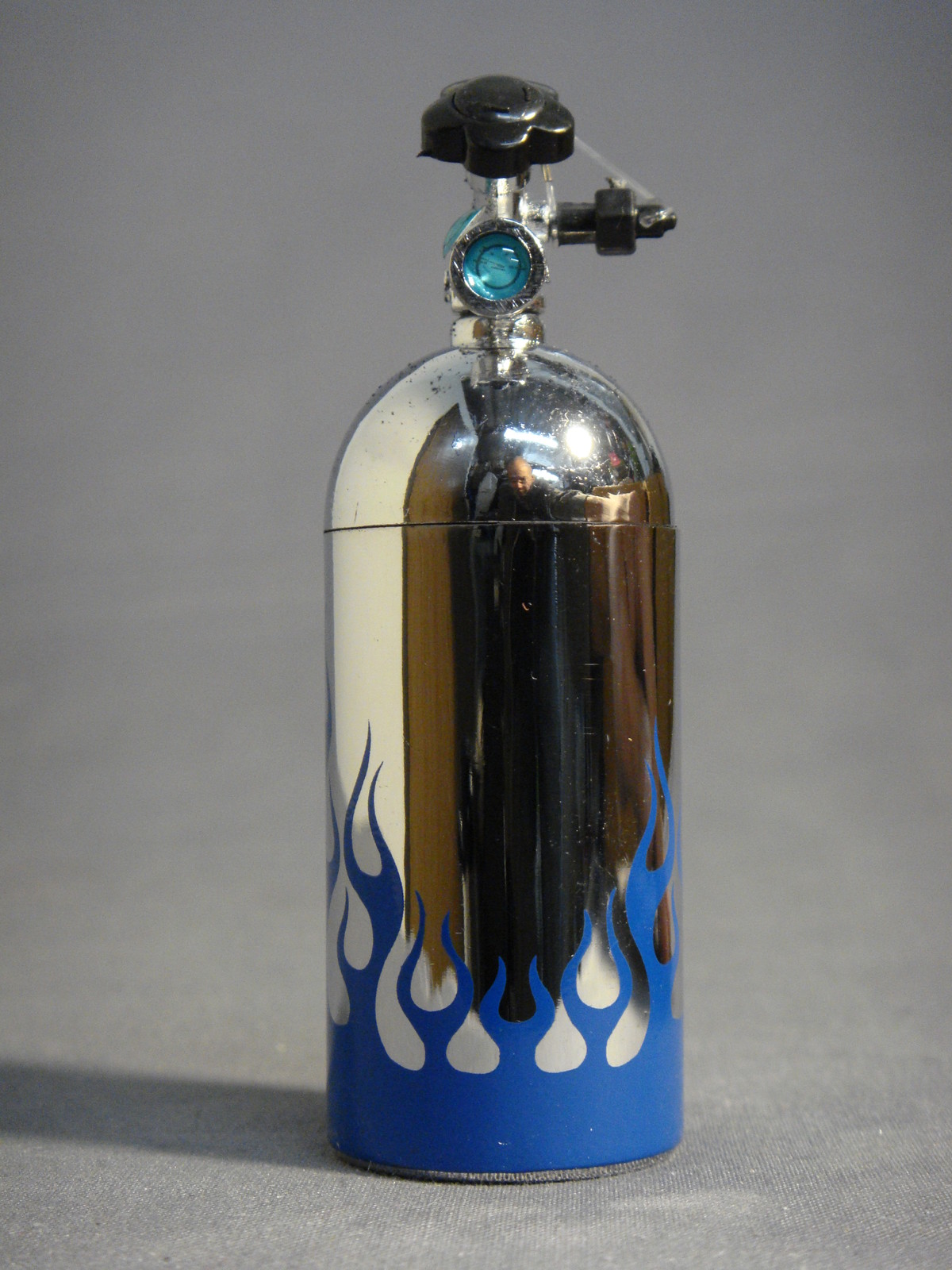 Nitrous Oxide Tank Replica Chrome with Blue Flames Bot for sale