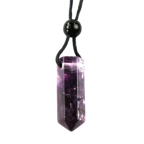 Natural 35mm Amethyst Quartz Crystal 6 Facet Point Pendant Necklace on Nylon in Jewelry & Watches, Handcrafted, Artisan Jewelry, Necklaces & Pendants | eBay