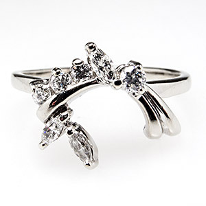 Wedding Ring Wrap on Natural Diamond Wedding Band Ring Wrap Guard Floral Solid 14k White
