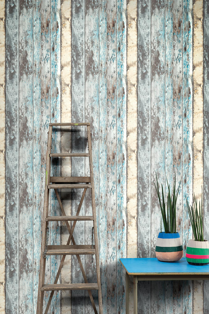 Tapete Holzoptik Rustikal : Vlies Tapete Antik Holz rustikal verwittert beige braun t?rkis blau Tapete Holzoptik Rustikal : Vlies Tapete Antik Holz rustikal verwittert beige braun t?rkis blau