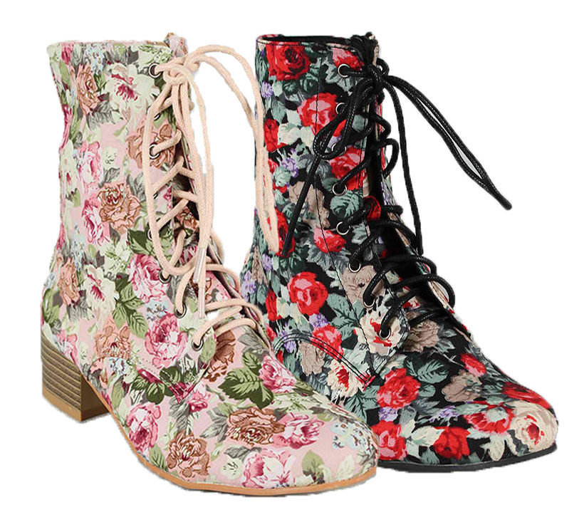 flat ladies lace up boots