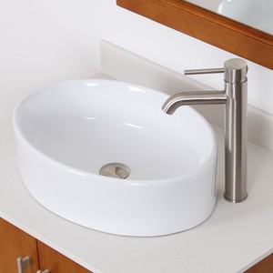 ... Bathroom Long Oval White Ceramic Porcelain Vessel Sink & Chrome Faucet