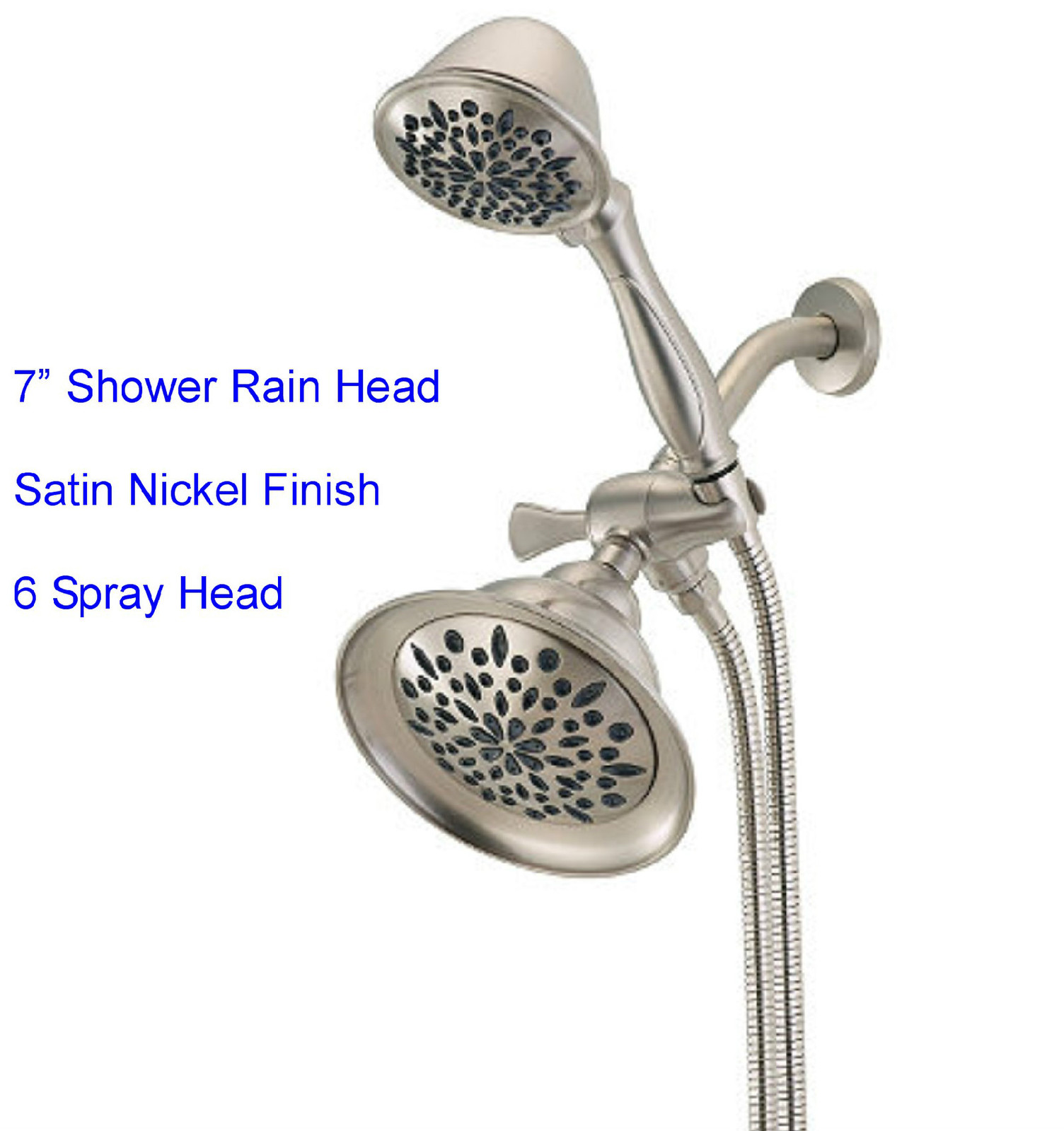 New DELTA Bathroom Combo 7" Rain Shower & Handheld Kit Satin Nickel