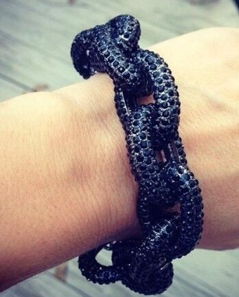 New Fashion black tone full crystal pave link Bracelet in Jewelry & Watches, Fashion Jewelry, Bracelets | eBay