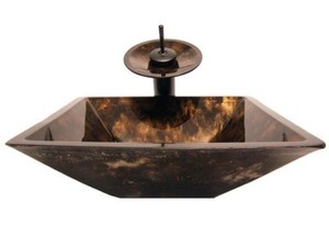 Vessel Bathroom Sinks on New Handpaint Sqaure Bathroom Tempered Glass Vessel Sink Waterfall