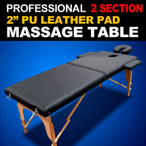 New MTN Gearsmith Deluxe PU Leather 2 Section Black Portable Massage Table