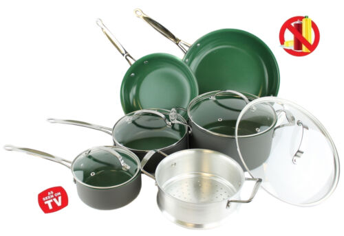 New ORGREENIC 10-Piece Anodized Green Non Stick Kitchen Cookware Set Pans Pots in Home & Garden, Kitchen, Dining & Bar, Cookware | eBay