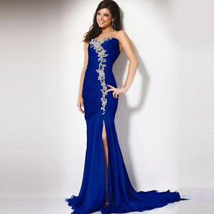 Prom Dress Stores on Mermaid Blue Evening Dress Prom Dress Formal Gowns Ball Gown   Ebay