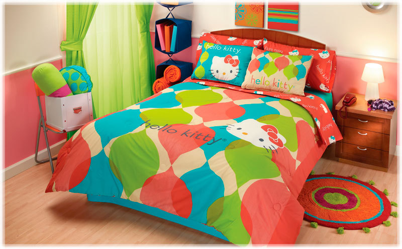 hello kitty bedroom on New Teens Red Hello Kitty Comforter Bedding Set Full 4   Ebay