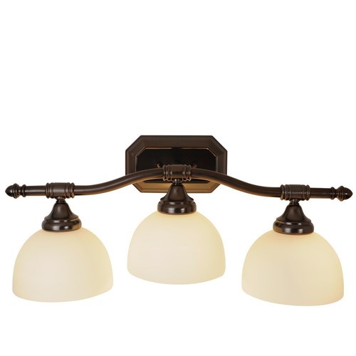 Oil Rubbed Bronze Down Light 3 Lamp Bathroom Vanity Lighting Opal Glass Shades eBay
