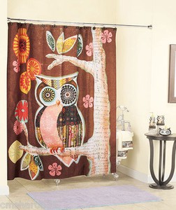 Bathroom Window on Owl Bath Collection Separates Shower Curtain Or Window Valance In