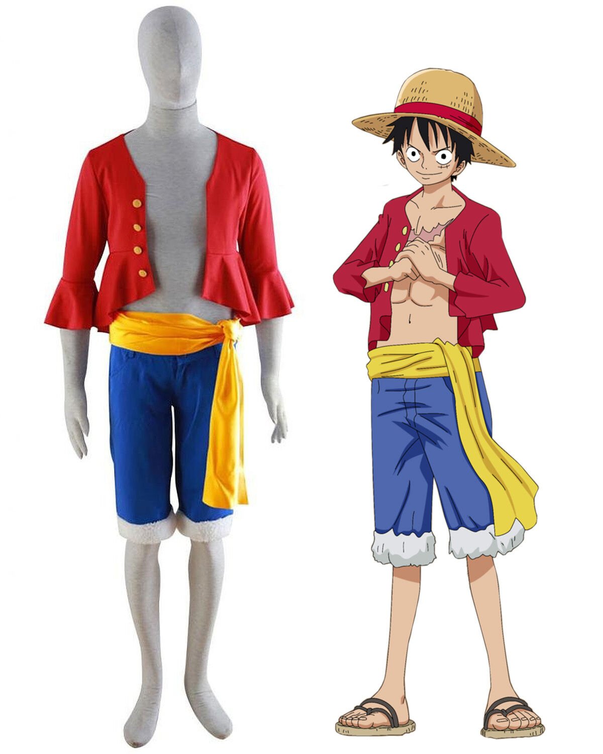 One Piece Monkey D Luffy New World Costume Outfits for Halloween