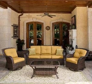 Wicker Chair on Outdoor Patio Wicker Furniture 4 Piece Deep Seating Set   Ebay