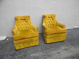 Swivel Living Room Chairs on Mid Century Swivel Rocking Living Room Side By Side Chairs 2501   Ebay