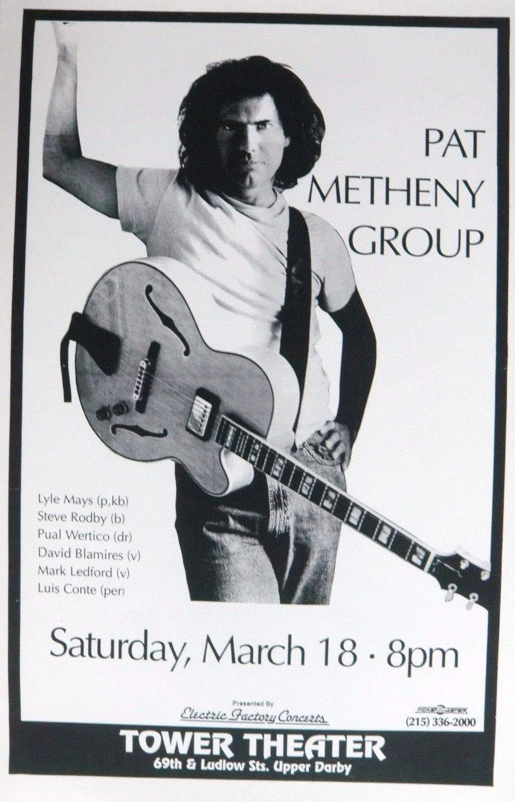 Pat Metheny Group Tower Theater Pat metheny, Concert posters, Tour