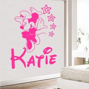 Childrens Wall  on Personalised Wall Art Sticker Girl Bedroom Minnie Mouse   Ebay