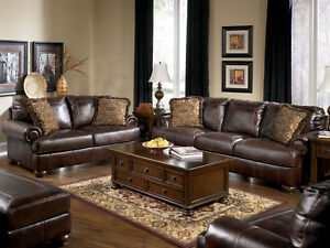 Living Room on Genuine Brown Leather Large Sofa Couch Set Living Room   Living Room