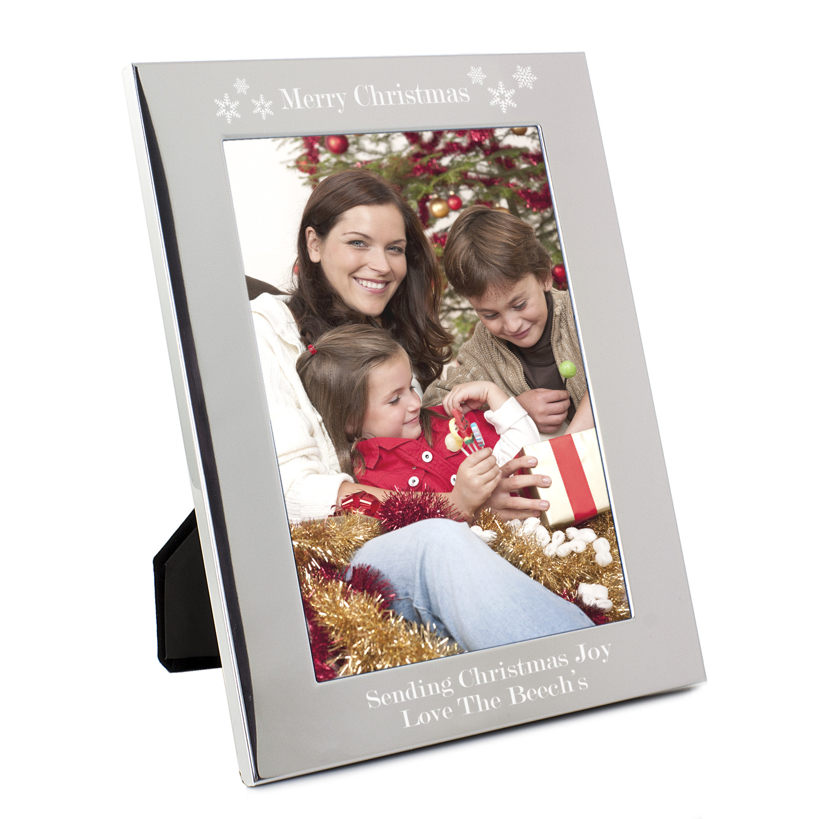 Personalised Silver Merry Christmas 5x7 Photo Frame Engraved Free