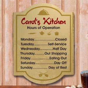 Kitchen Signs on Kitchen Wall Sign Decor Hours Of Operation Custom Name Wood Sign