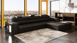 Polaris Mini - Bonded Leather Sectional Sofa in Black