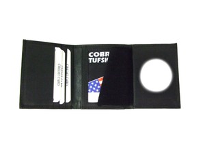 Police Badge Wallet ID Credit Card Money Section Leather Circle Cut Out 1 7/8 inch