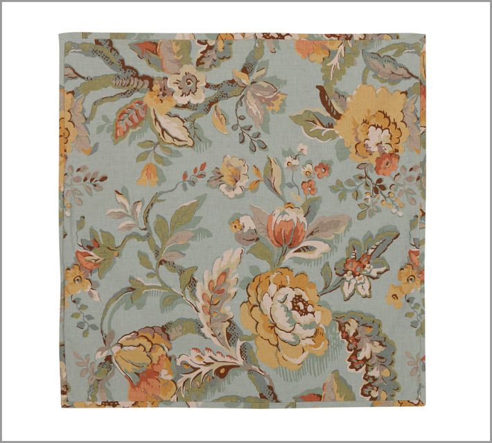 POTTERY BARN VANESSA FLORAL FULL/QUEEN DUVET COVER WITH EURO SHAM, BLUE