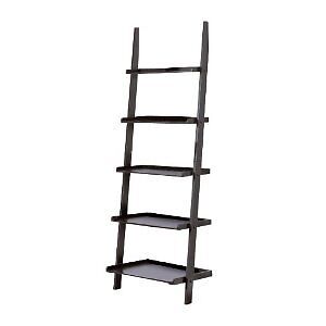 Poundex 5 Shelf Ladder Bookcase  Bookshelf Leaning Stand Wood Black Home New