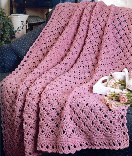 Pretty Scallop Afghan Throw Crochet Pattern
