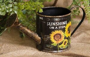 Primitive Country Sunflower Watering Can Small Tin Sunshine Farms ...