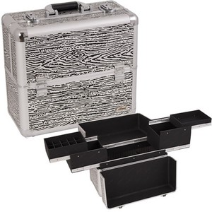 Makeup Train Case on Nail Polish Organizer Salon Case Makeup Train Case C314 Silver Black