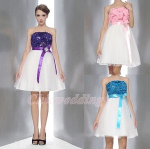 Purple Cocktail Dress on Purple Blue Pink Short Mini Cocktail Dress Wedding Dresses Party Prom
