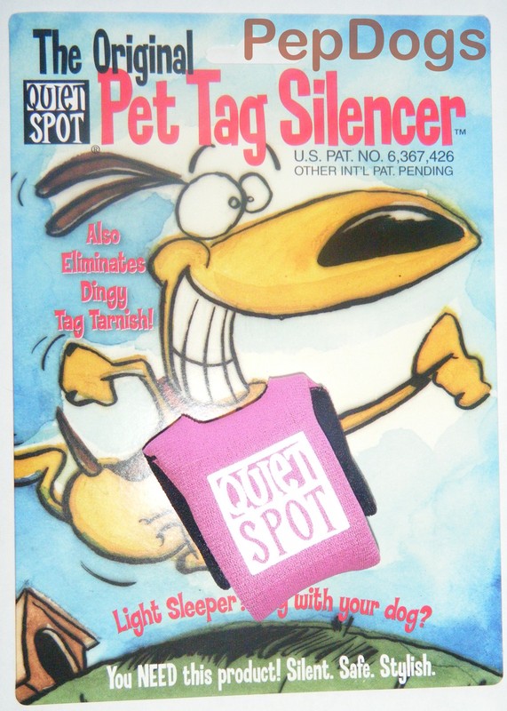 QUIET SPOT Dog Pet Collar ID Tag Silencer Reflective Holds Tag & Stops