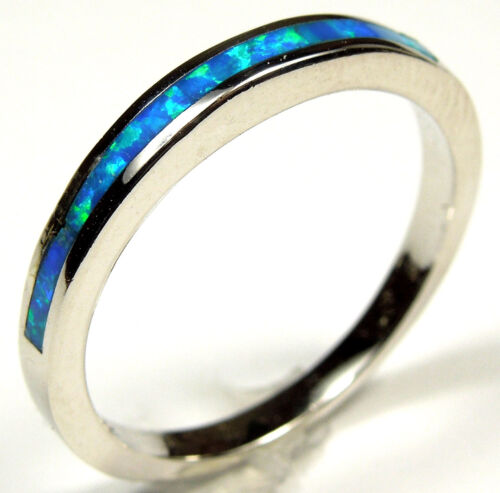 Quality Blue Fire Opal Inlay Solid 925 Sterling Silver Band Ring size 6, 7, 8, 9 in Jewelry & Watches, Handcrafted, Artisan Jewelry, Rings | eBay