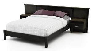 Queen Platform Bed w Headboard & Nightstands Kit Set in Eb 3577069, 3577203A