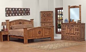 Queen Size Lone Star Bedroom Set Real Wood Custom Stain Free Shiping