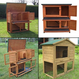 RABBIT GUINEA PIG FERRET HUTCH HOUSE CAGE LARGE RUN BUILT ...