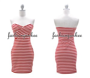 Strapless  Dress on Red White Striped Tube Dress Sweetheart Strapless Short Mini Sexy New