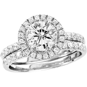 Halo Wedding Ring Sets on Round Cz Halo Engagement Ring Bridal Wedding Band Set 925 Sterling