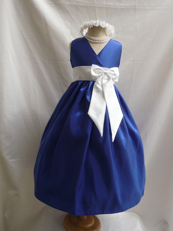 ROYAL BLUE IVORY WEDDING PARTY FLOWER GIRL DRESS 1 1 4 eBay