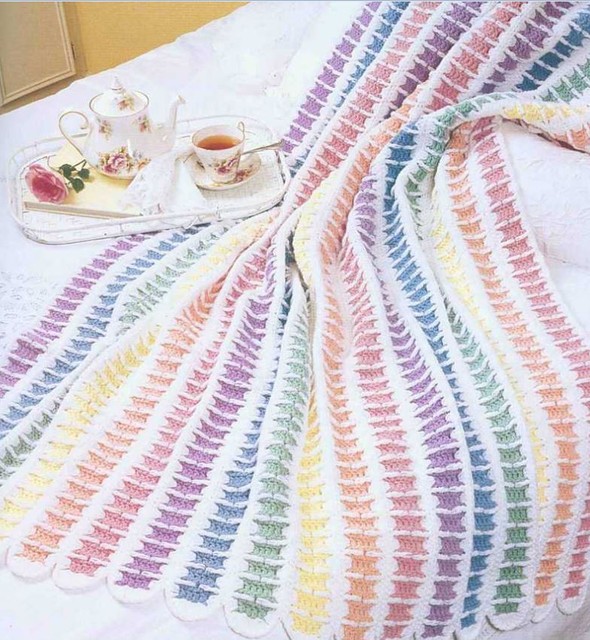 Rainbow Dreams Pretty Afghan Throw Crochet Pattern