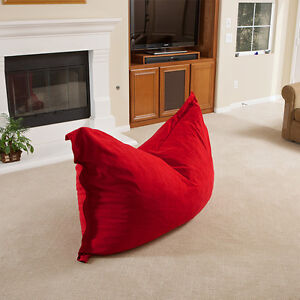 Red Color Faux Suede Microfiber 5 Feet Cozy Bean Bag Sac Chair Seat (Pillow)