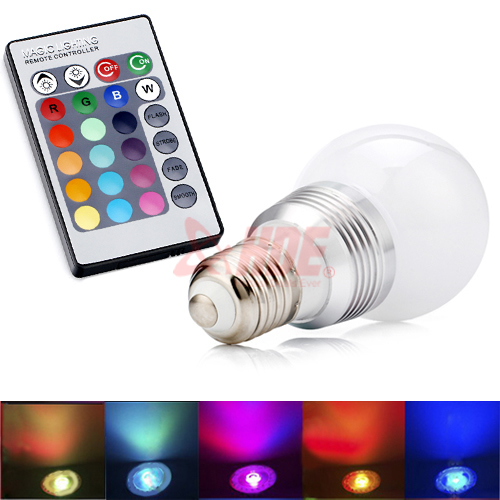 E27 9W Remote Control Color Changing LED Light Bulb RGB Color Lamp 100