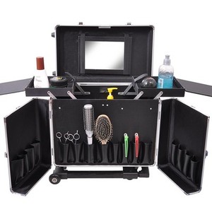 Rolling Makeup Case on Rolling Makeup Hair Salon Stylist Train Case Clipper Trimmer Barber