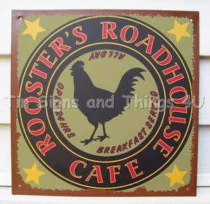 Kitchen Wall Decorations Metal on Cafe Tin Sign Vtg Metal Wall Decor Kitchen Rustic Chicken Ohw   Ebay