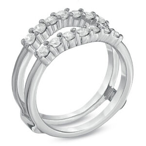 Wedding Ring Enhancer on Round Diamonds Ring Guard Wrap Solitaire Enhancer White Gold Wedding