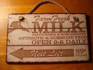 Kitchen Signs on Primitive Cow Farm Fresh Milk Wood Arrow Kitchen Decor Sign New   Ebay