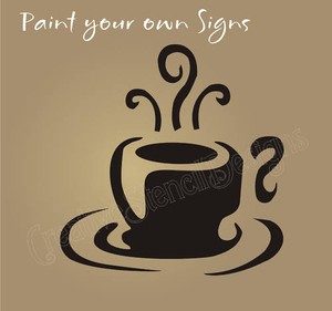 Kitchen Signs on Stencil Espresso Cup Coffee Latte Kitchen Signs 4 5    Ebay